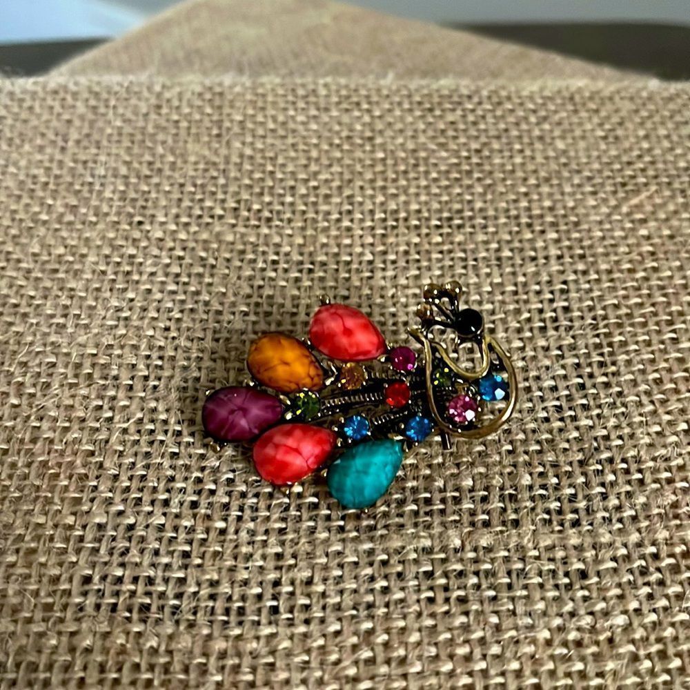 Colorful Rhinestone Peacock Hair Clip Barrette 